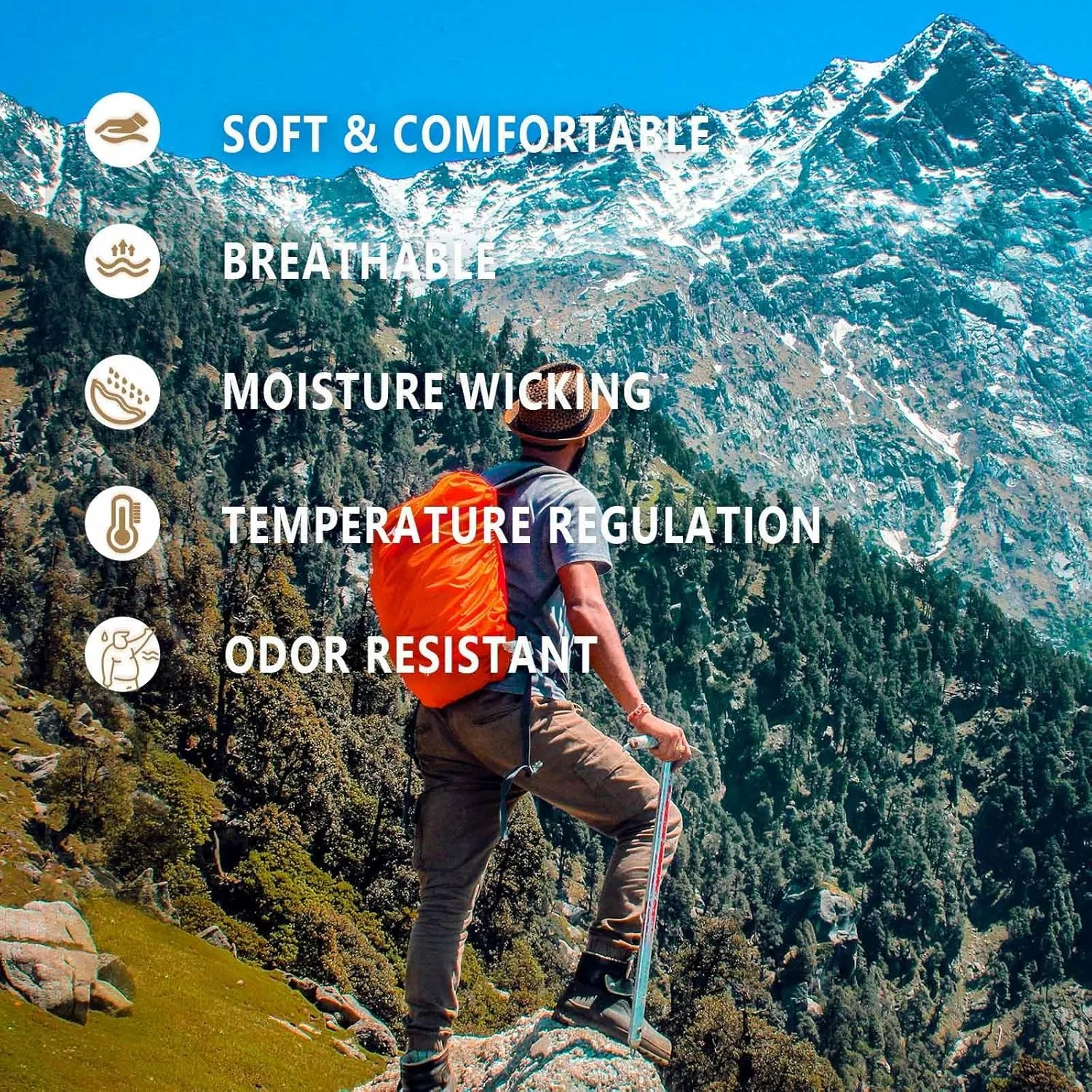 Merino Protect 100% Merino Wool T-Shirt for Men Short Sleeve Slim Fit Undershirt Soft Lightweight Tee Shirt for Travel Hiking