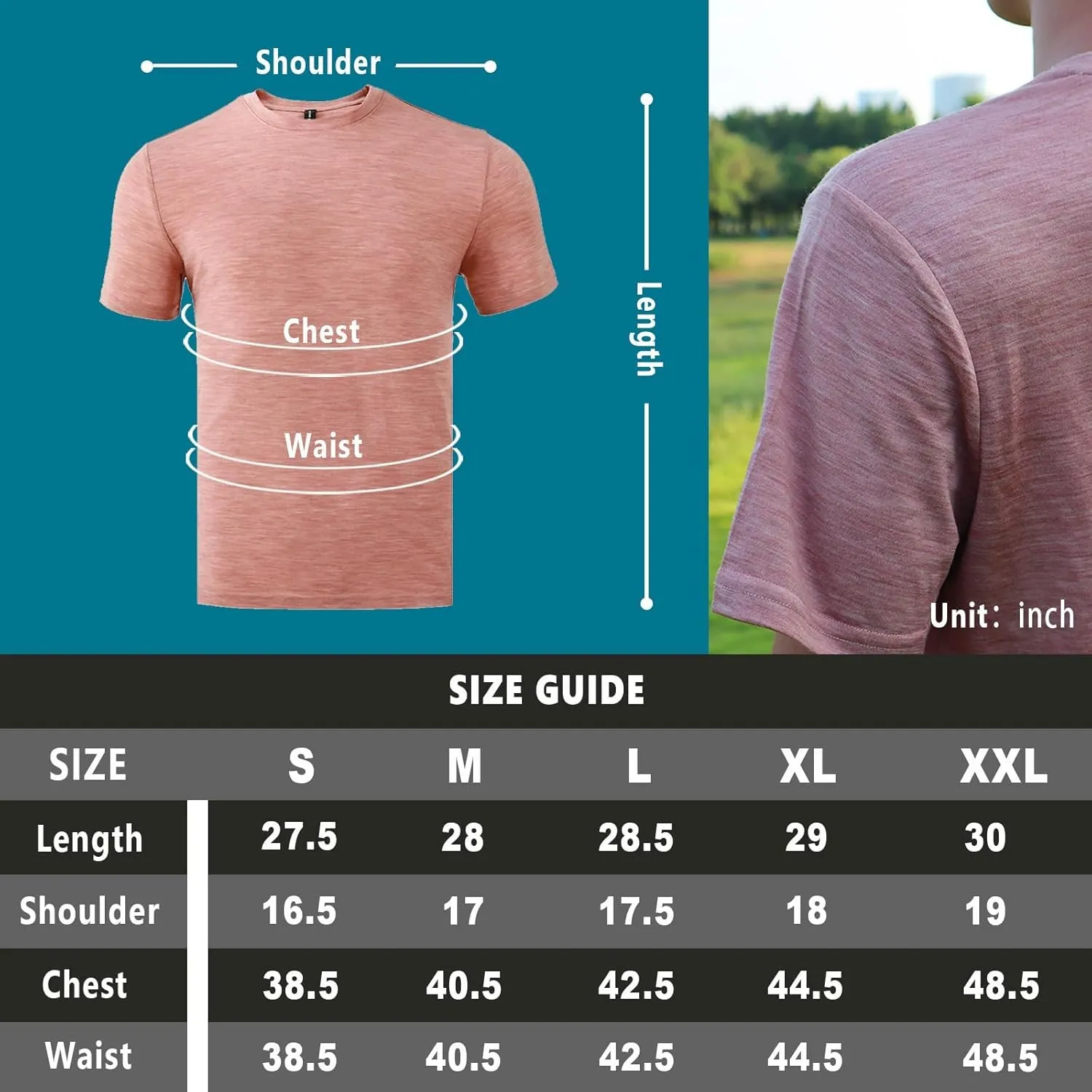 Merino Protect 100% Merino Wool T-Shirt for Men Short Sleeve Slim Fit Undershirt Soft Lightweight Tee Shirt for Travel Hiking