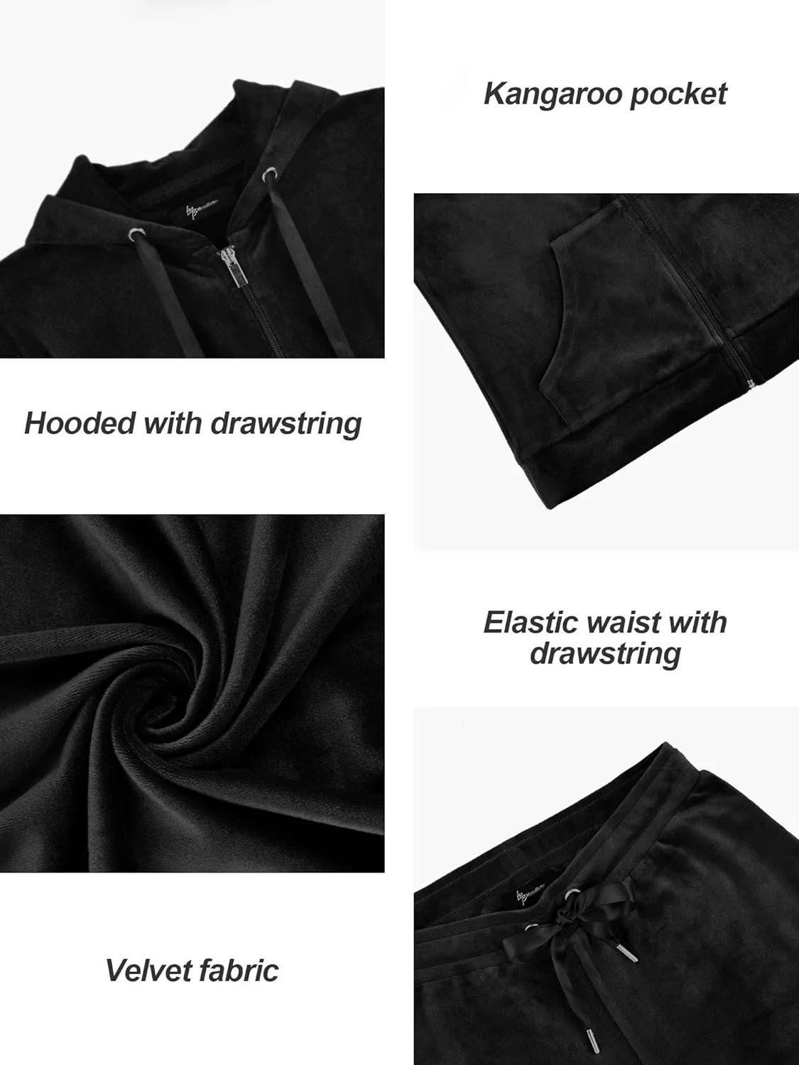 MessBebe Womens Velour Tracksuits Set Long Sleeve Sweatsuits 2 Piece Sports Outfit Zip Hoodie Sweatpants Joggers Set