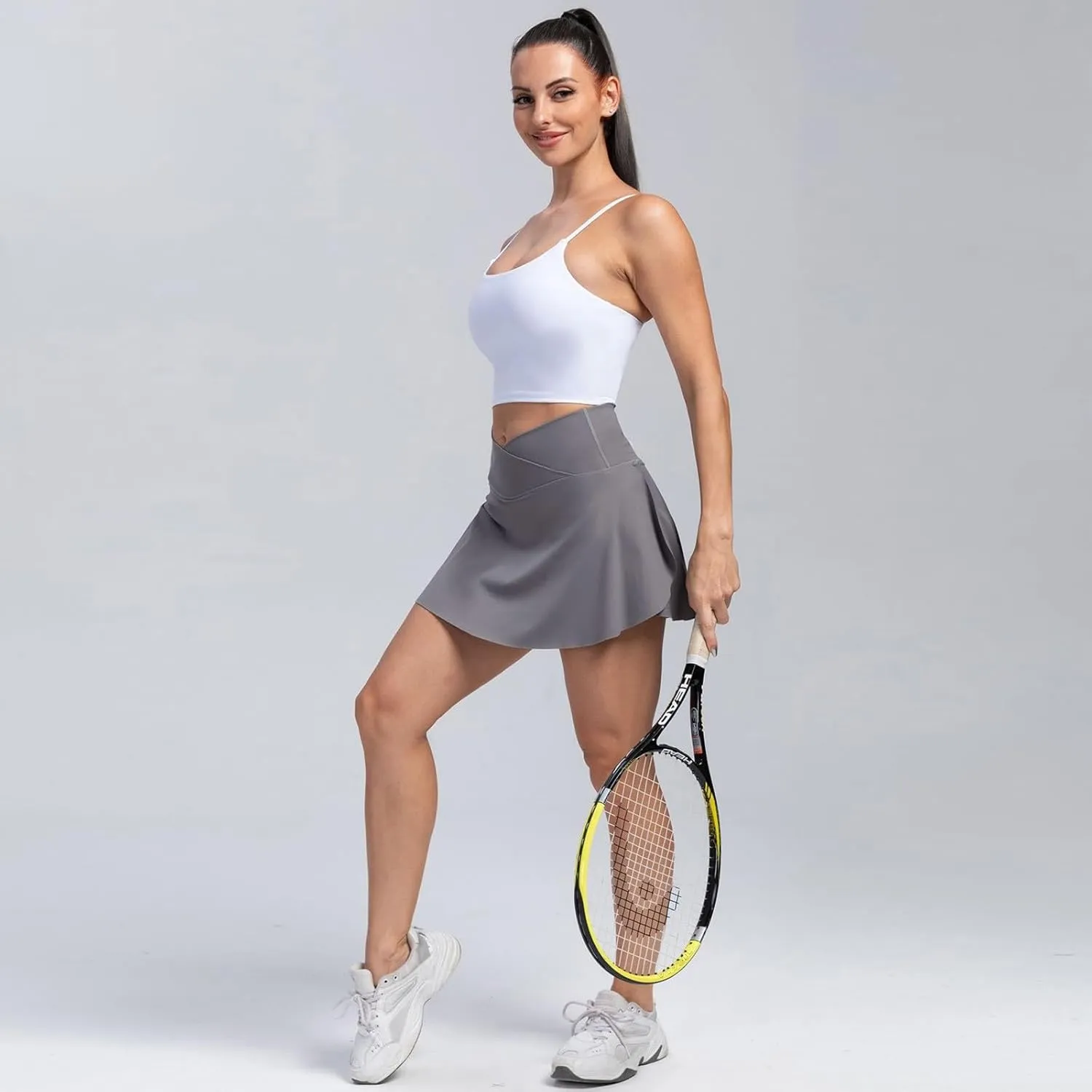 midelxp Golf Skorts for Women Cute Crossover Waisted Tennis Skorts with Pockets Summer Athletic Skorts with Shorts Underneath