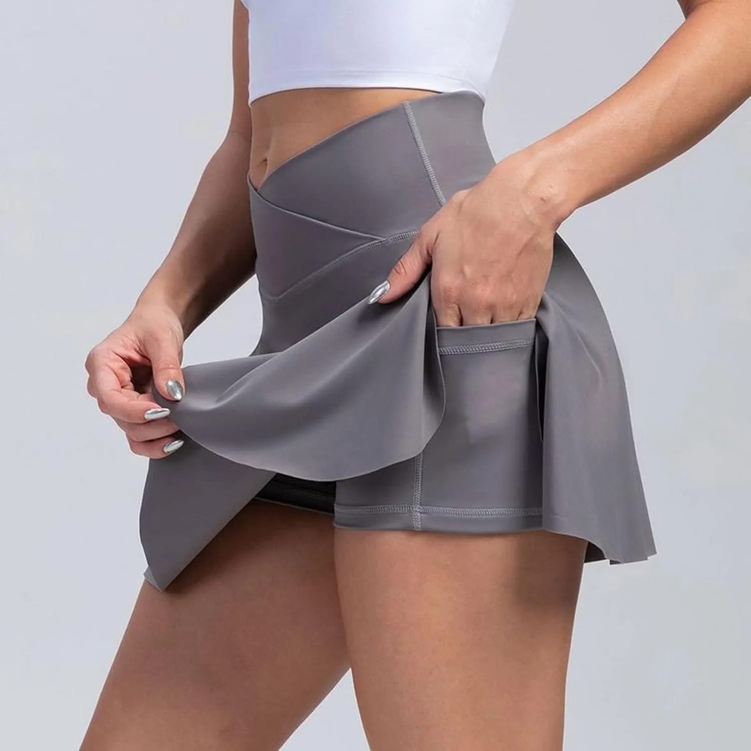midelxp Golf Skorts for Women Cute Crossover Waisted Tennis Skorts with Pockets Summer Athletic Skorts with Shorts Underneath