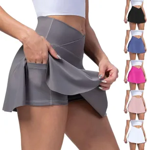 midelxp Golf Skorts for Women Cute Crossover Waisted Tennis Skorts with Pockets Summer Athletic Skorts with Shorts Underneath