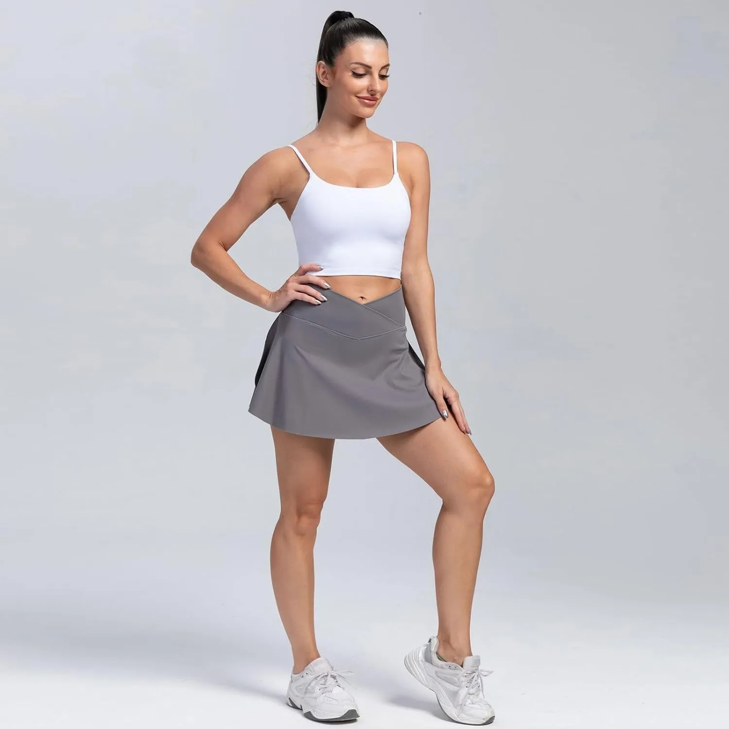 midelxp Golf Skorts for Women Cute Crossover Waisted Tennis Skorts with Pockets Summer Athletic Skorts with Shorts Underneath