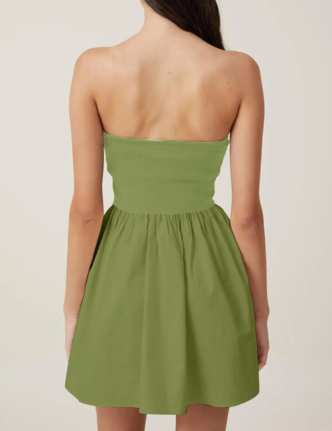 MISSACTIVER Women Strapless Tube Top Mini Dress Off Shoulder Sleeveless Drop-Waist A Line Short Dress Summer Patchwork Dress