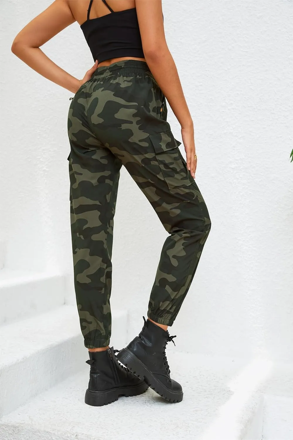 MOURCE Womens Hiking Pants Lightweight Quick Dry Adjustable Cargo Joggers with Zippered Pockets