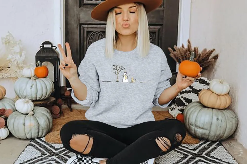 MOUSYA Snowman Sweatshirts for Women Christmas Snowman Sweatshirt Meryy Christmas Pullover Winter Lightweight Top