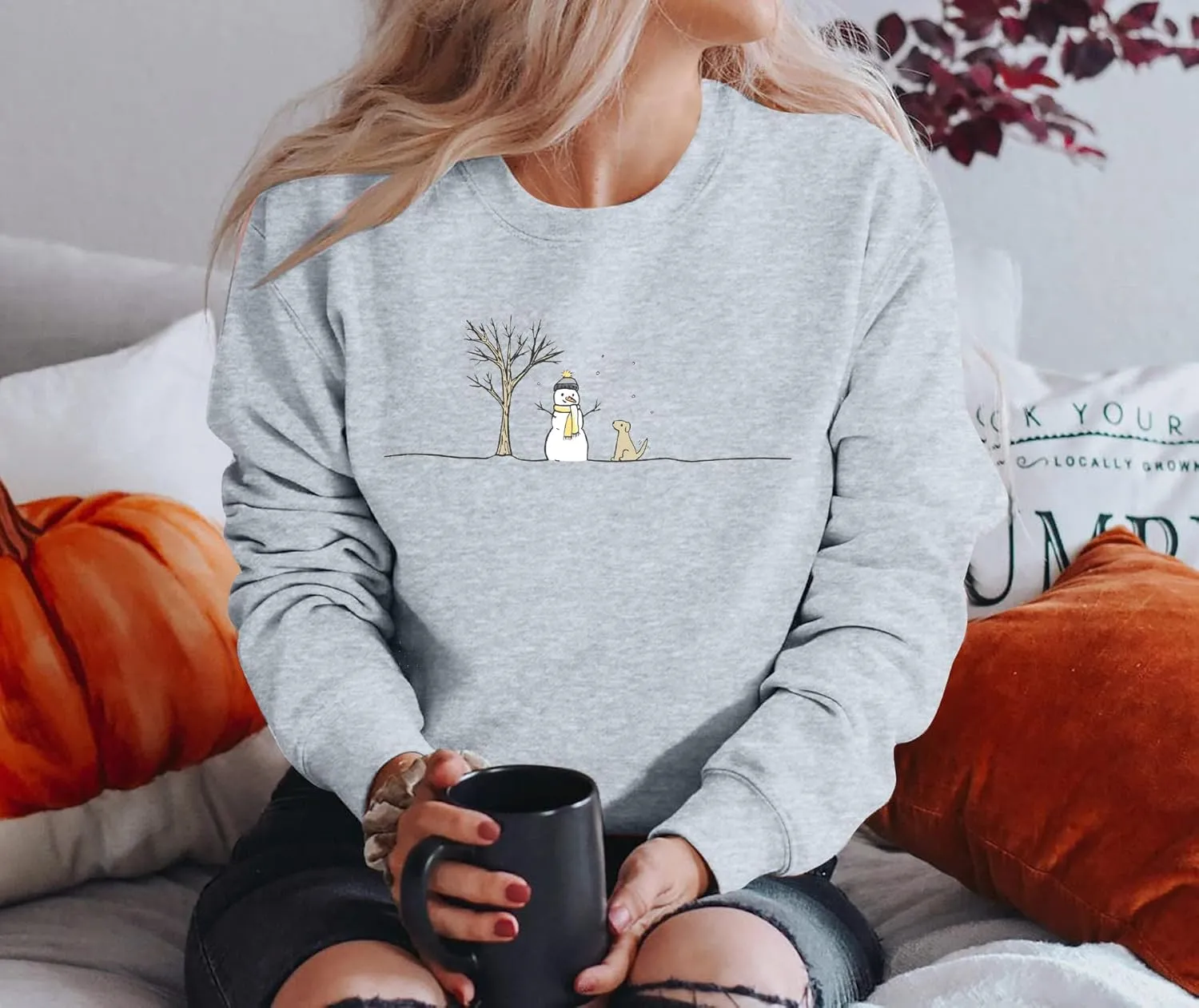 MOUSYA Snowman Sweatshirts for Women Christmas Snowman Sweatshirt Meryy Christmas Pullover Winter Lightweight Top