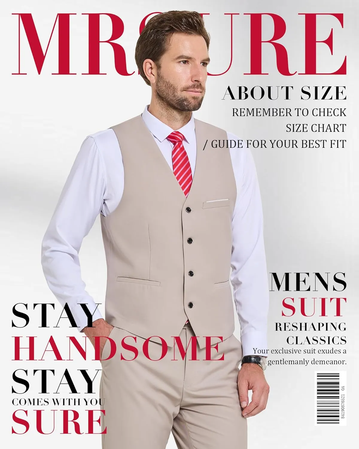 MrSure Men's 2-Piece Suit, Vest Pants Set for Men, Casual Waistcoat with Tie for Prom Wedding Homecoming