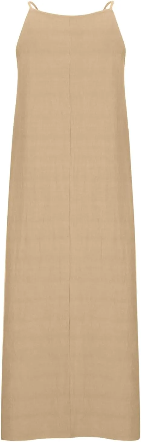 NaRHbrg Women's Sleeveless Maxi Dress Loose Fit Casual Beach Sundress Slit Hem Summer Long Dresses Sundress