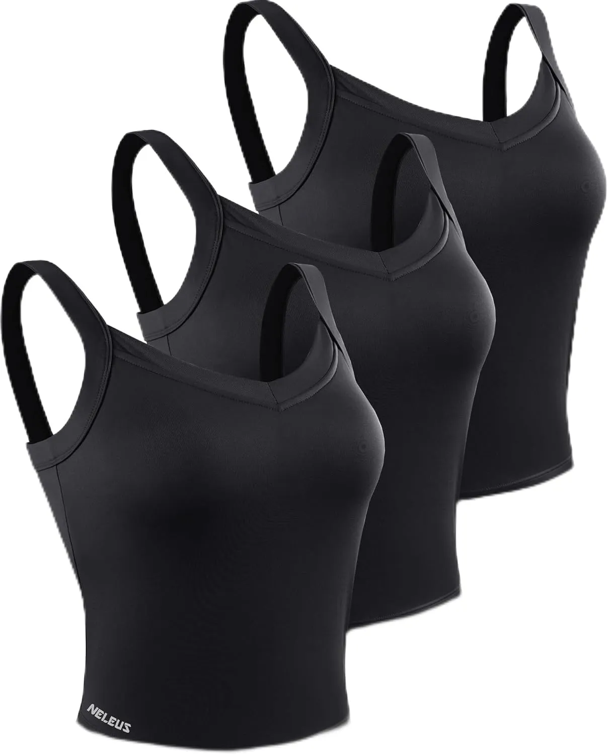 NELEUS Women's 3 Pack Athletic Compression Tank Top with Sport Bra Running Shirt