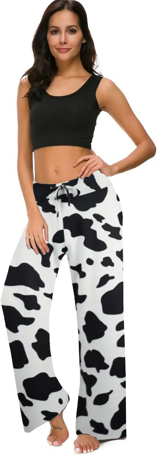 NEWCOSPLAY Women's Comfy Pajama Pants Casual Drawstring Palazzo Lounge Wide Leg Pants