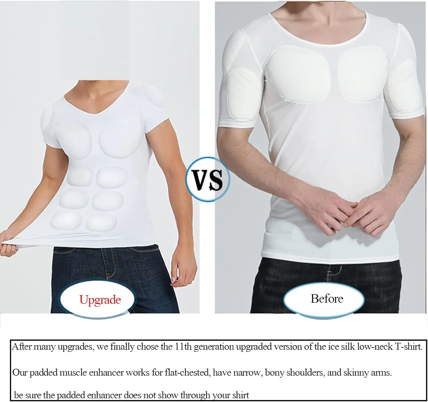 Padded Muscle Shirt Adult Fake Chest Shaper Shoulders Suit Men Invisible Enhancer Simulation Costume