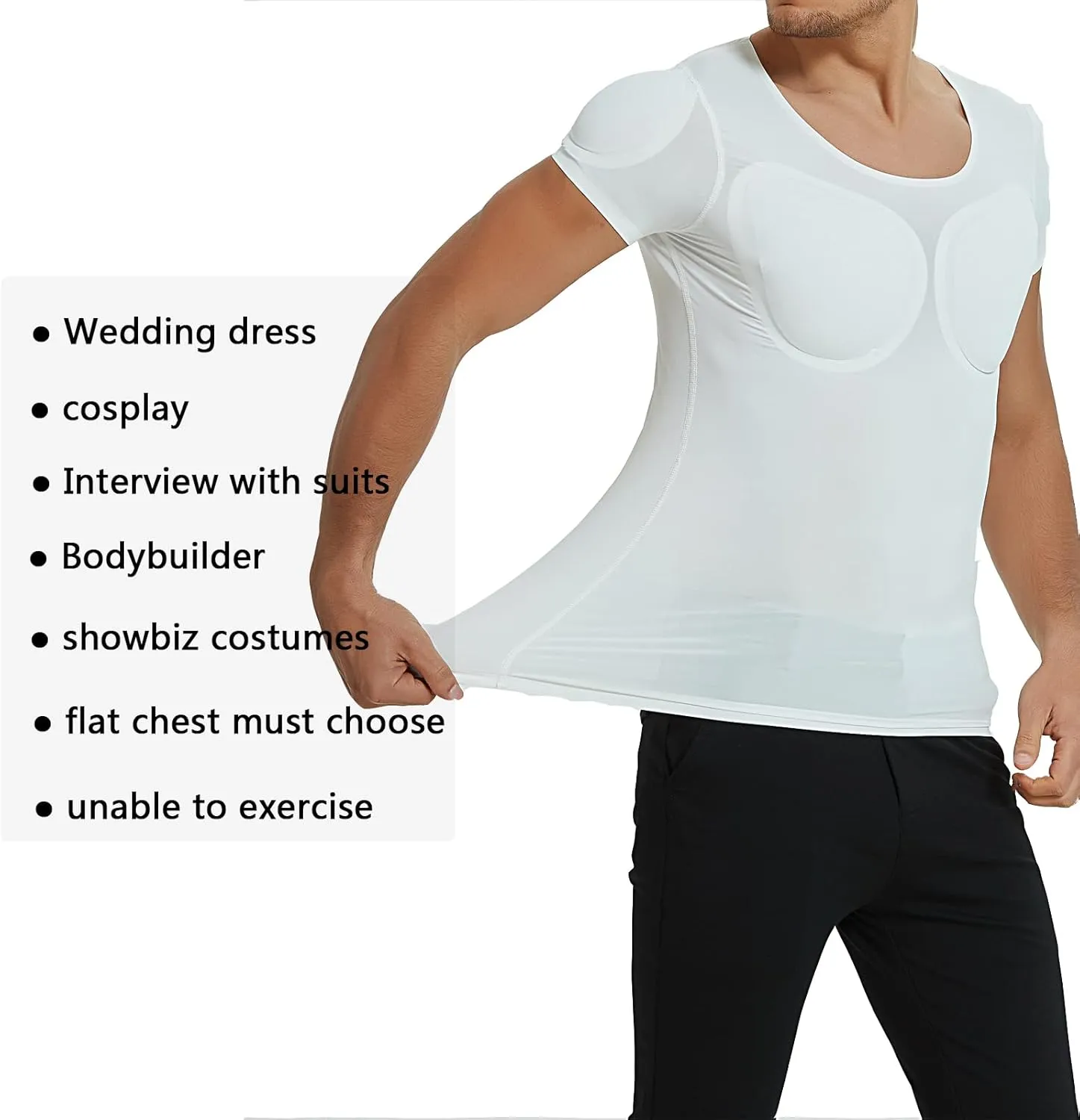 Padded Muscle Shirt Adult Fake Chest Shaper Shoulders Suit Men Invisible Enhancer Simulation Costume