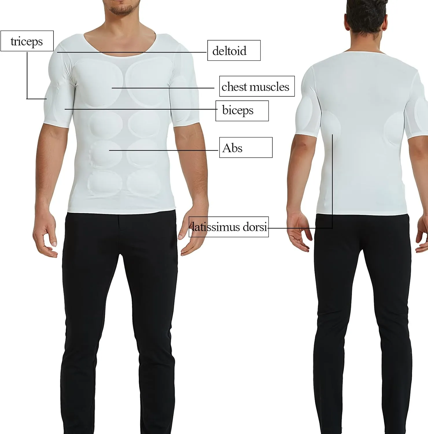Padded Muscle Shirt Adult Fake Chest Shaper Shoulders Suit Men Invisible Enhancer Simulation Costume