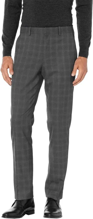 Perry Ellis Portfolio Mens Slim-Fit Plaid Performance Dress Pants 33W x 32L Grey