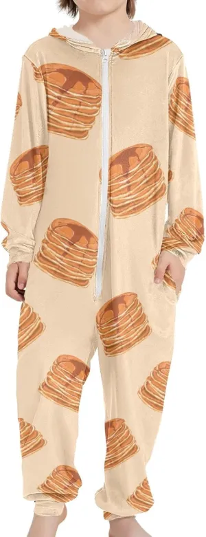 Pigsaly Hooded Jumpsuits Pancakes Honey Boys' Pants Cute Cake Girls' Jumpsuits Rompers For Children Kids Gifts 5-6Y