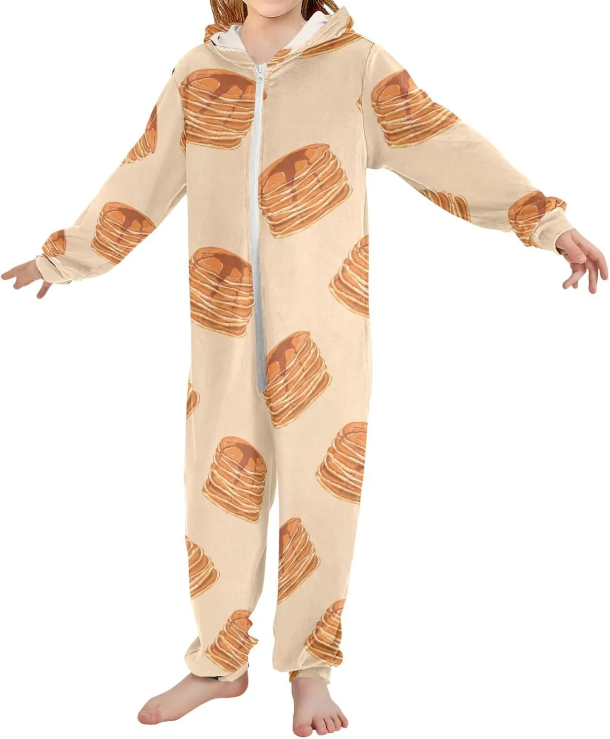 Pigsaly Hooded Jumpsuits Pancakes Honey Boys' Pants Cute Cake Girls' Jumpsuits Rompers For Children Kids Gifts 5-6Y