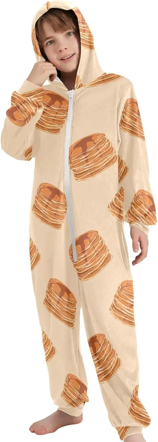 Pigsaly Hooded Jumpsuits Pancakes Honey Boys' Pants Cute Cake Girls' Jumpsuits Rompers For Children Kids Gifts 5-6Y