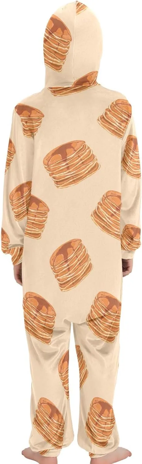 Pigsaly Hooded Jumpsuits Pancakes Honey Boys' Pants Cute Cake Girls' Jumpsuits Rompers For Children Kids Gifts 5-6Y