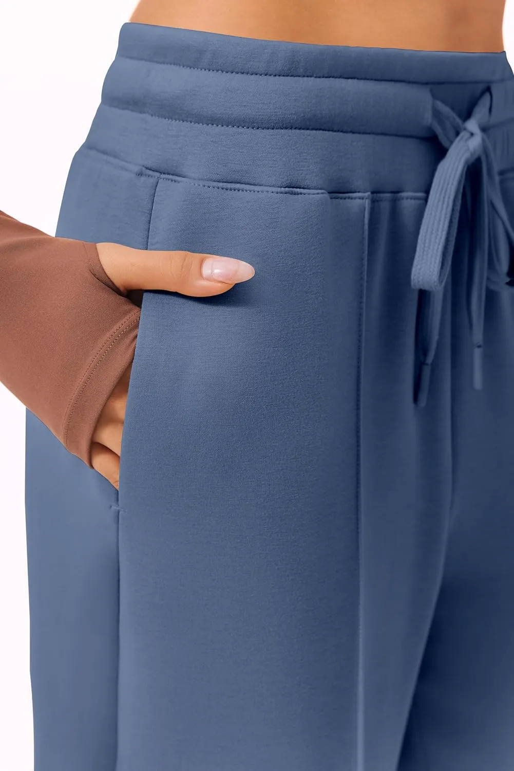 PINSPARK Wide Leg Sweatpants Women High Waisted Baggy Sweat Pants Elastic Elevated Seams Loose Active Pants with Pockets