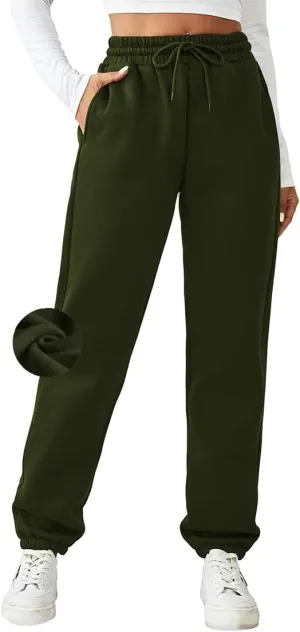 PINSPARK Women's Fleece Lined Sweatpants Winter Joggers Athletic Pants Casual Thick Warm Trousers Pockets