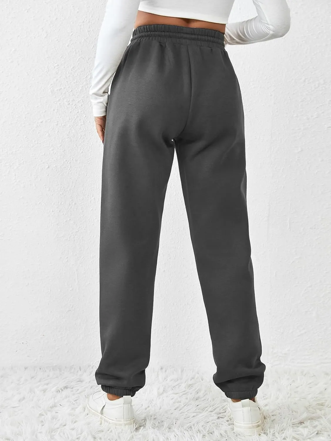 PINSPARK Women's Fleece Lined Sweatpants Winter Joggers Athletic Pants Casual Thick Warm Trousers Pockets
