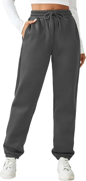 PINSPARK Women's Fleece Lined Sweatpants Winter Joggers Athletic Pants Casual Thick Warm Trousers Pockets