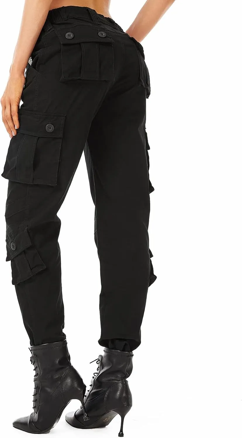 Raroauf Women's Causal Cotton Cargo Pants Military Combat Workwear Capri Pants with 8 Pockets