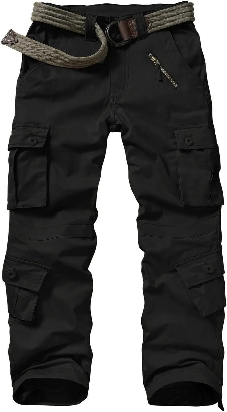 Raroauf Women's Causal Cotton Cargo Pants Military Combat Workwear Capri Pants with 8 Pockets