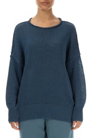 Ribbed Blue Linen Jumper