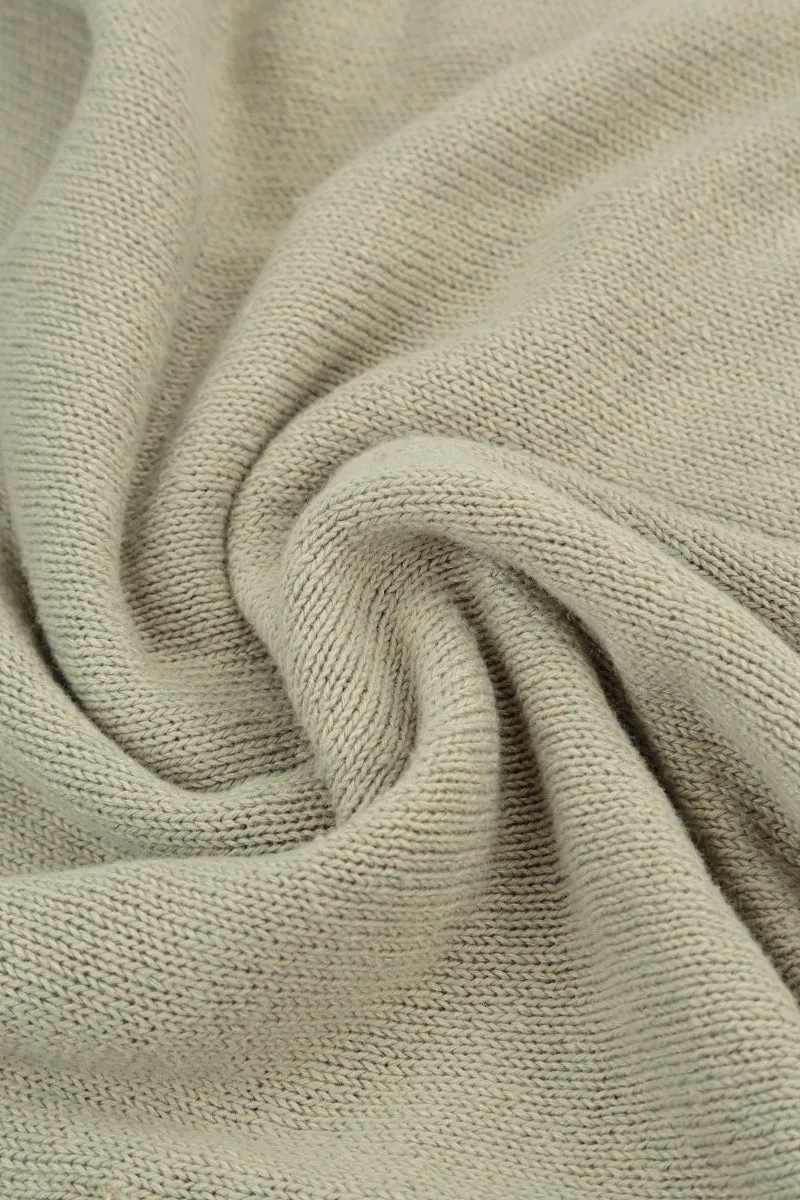 Ribbed Hem Laurel Green Linen Cardigan