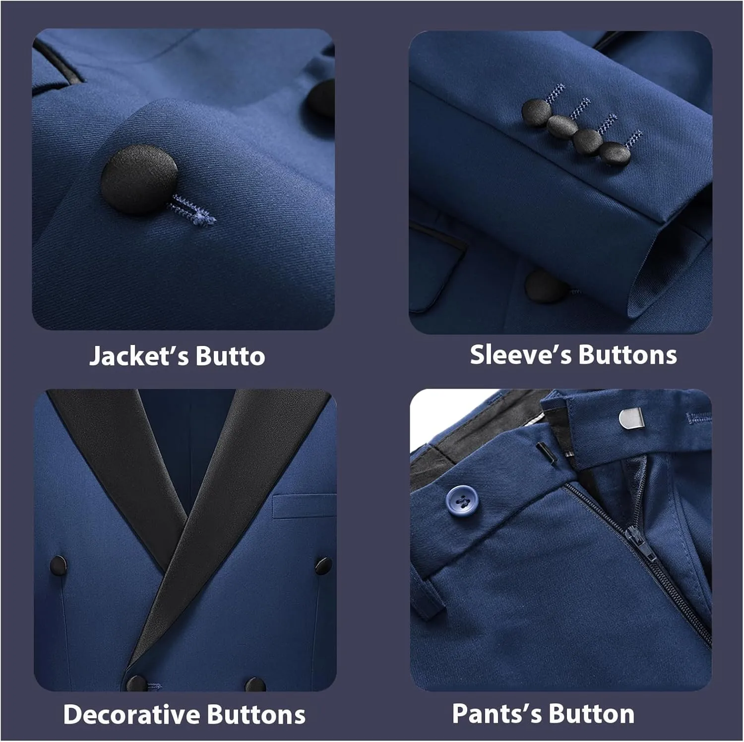 Rogers & Morris Tuxedo Suits for Men Solid 2 Piece Regular Fit Formal Set Peak Lapels Double Breasted Jacket and Pants