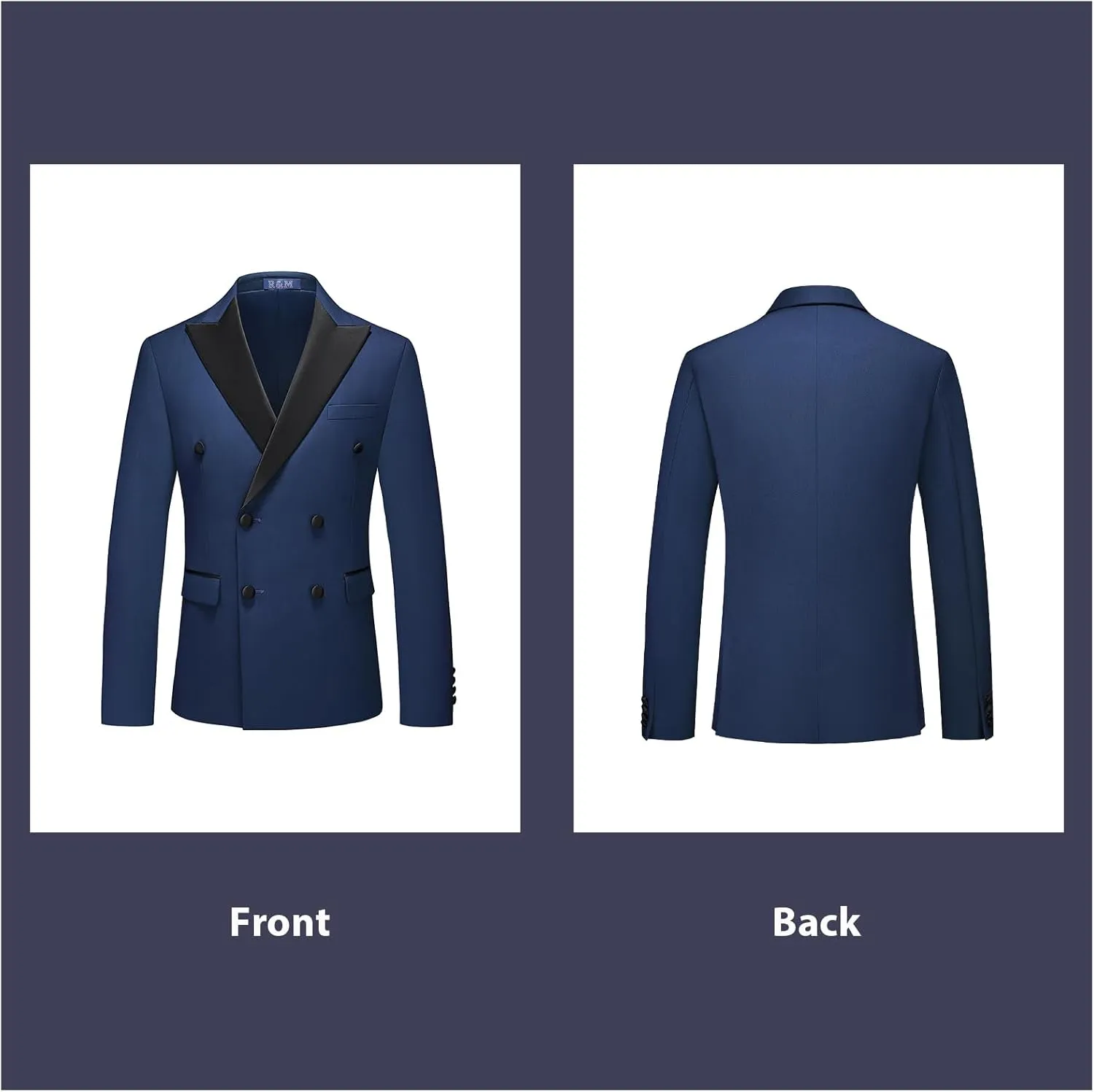 Rogers & Morris Tuxedo Suits for Men Solid 2 Piece Regular Fit Formal Set Peak Lapels Double Breasted Jacket and Pants