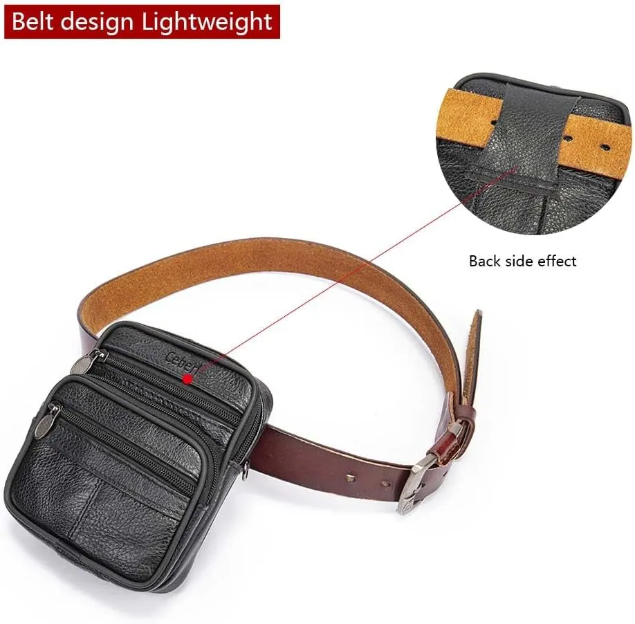 SALE!!! Ceberl Mens Genuine Leather Fanny Bag Messenger Shoulder Satchel Waist Bag Pack for Travel Running Hiking Workout Dog Walking Fishing Black