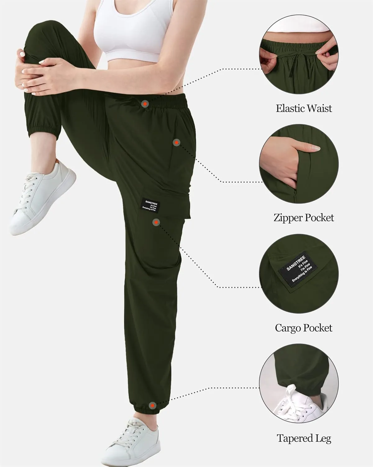 SANGTREE Girls & Women's Waterproof Outdoor Casual Cargo Jogger Pants