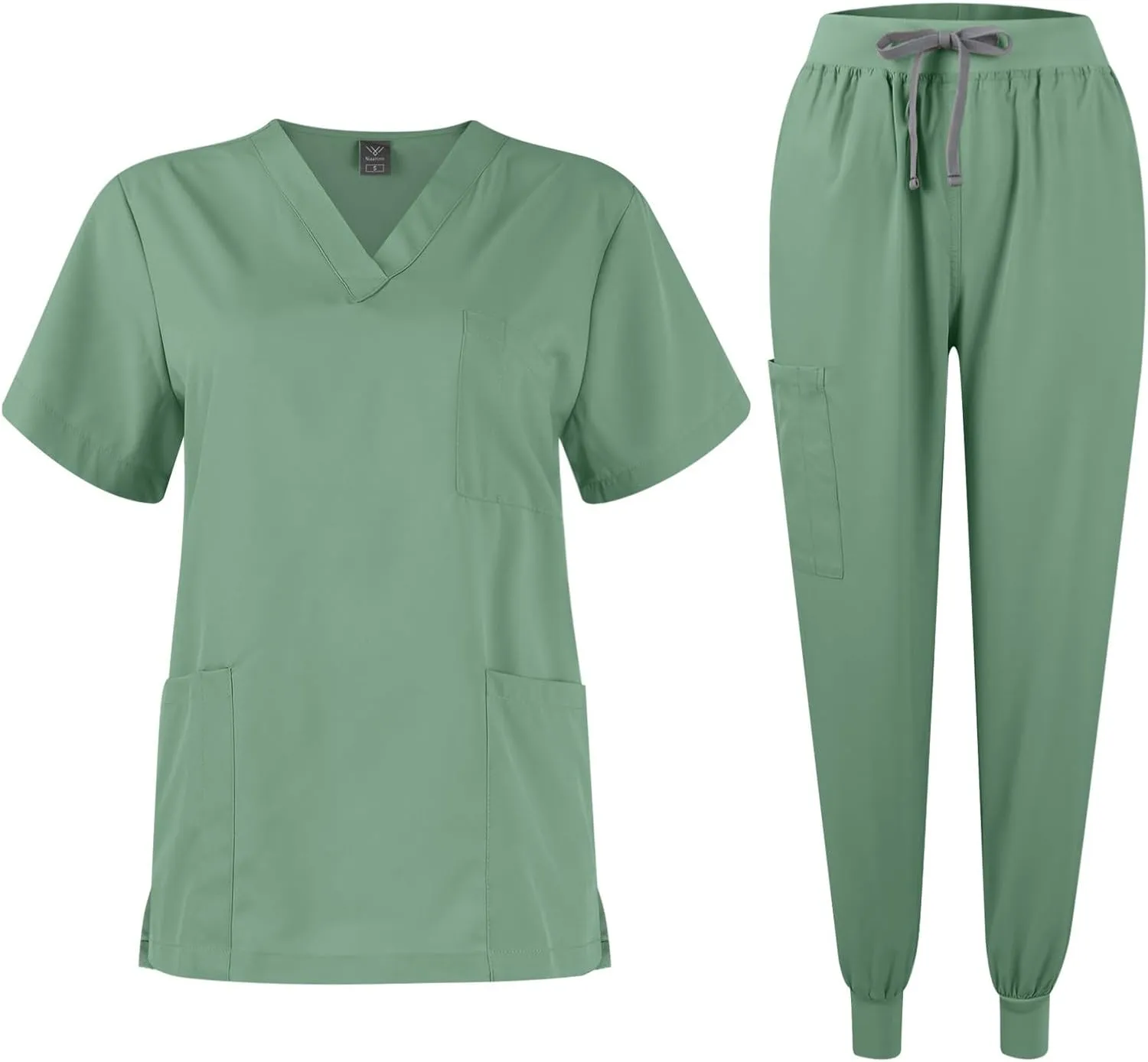 Scrub Sets for Woman 2025 Essential Jogger Scrub Set Nursing Uniform Stretch V-Neck Top & Drawstring Cargo Pants