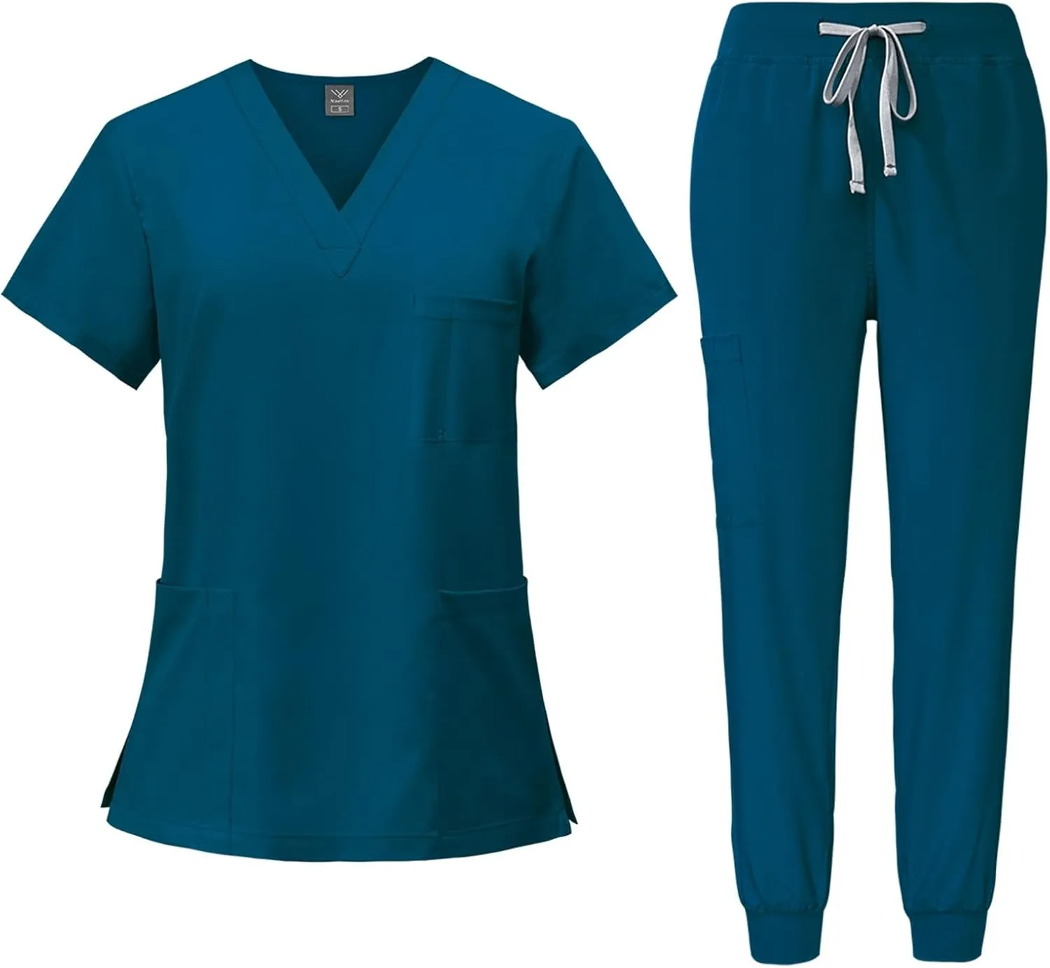 Scrub Sets for Woman 2025 Essential Jogger Scrub Set Nursing Uniform Stretch V-Neck Top & Drawstring Cargo Pants
