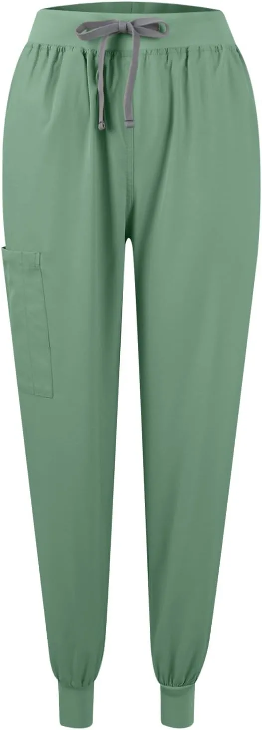 Scrub Sets for Woman 2025 Essential Jogger Scrub Set Nursing Uniform Stretch V-Neck Top & Drawstring Cargo Pants