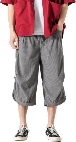 Seidarise Men's Harem Capri Pants, Wide Leg Mens Capris, Summer Linen Pants