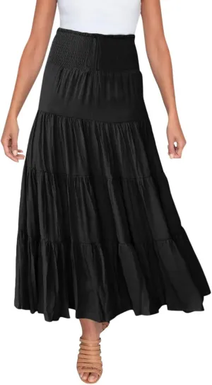 Solid Renaissance Skirt A Line Summer Pleated Boho High Rise Knee Length Skirts for Women Robe High Waist Cute Dress