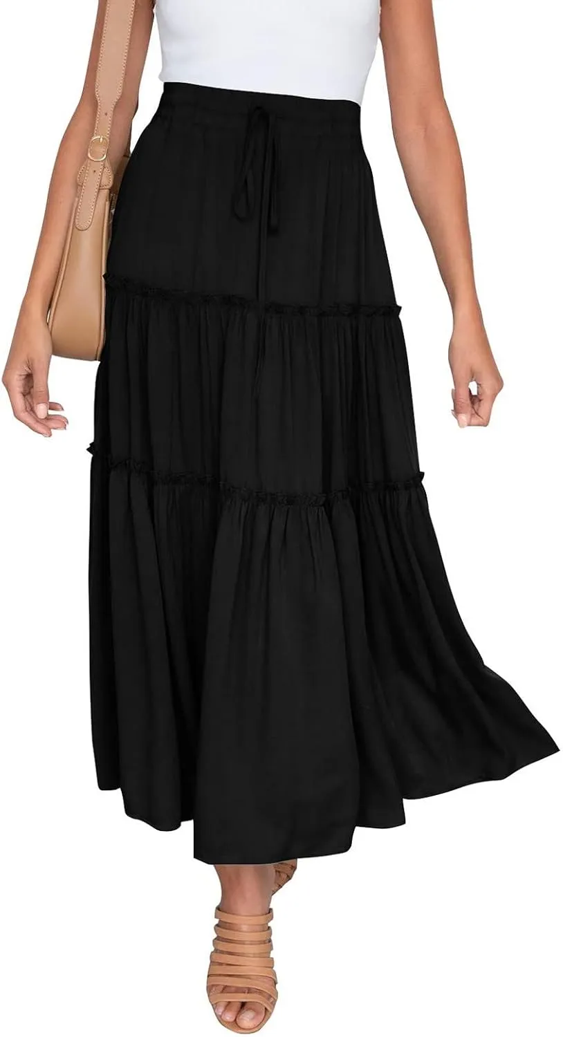 Solid Renaissance Skirt A Line Summer Pleated Boho High Rise Knee Length Skirts for Women Robe High Waist Cute Dress
