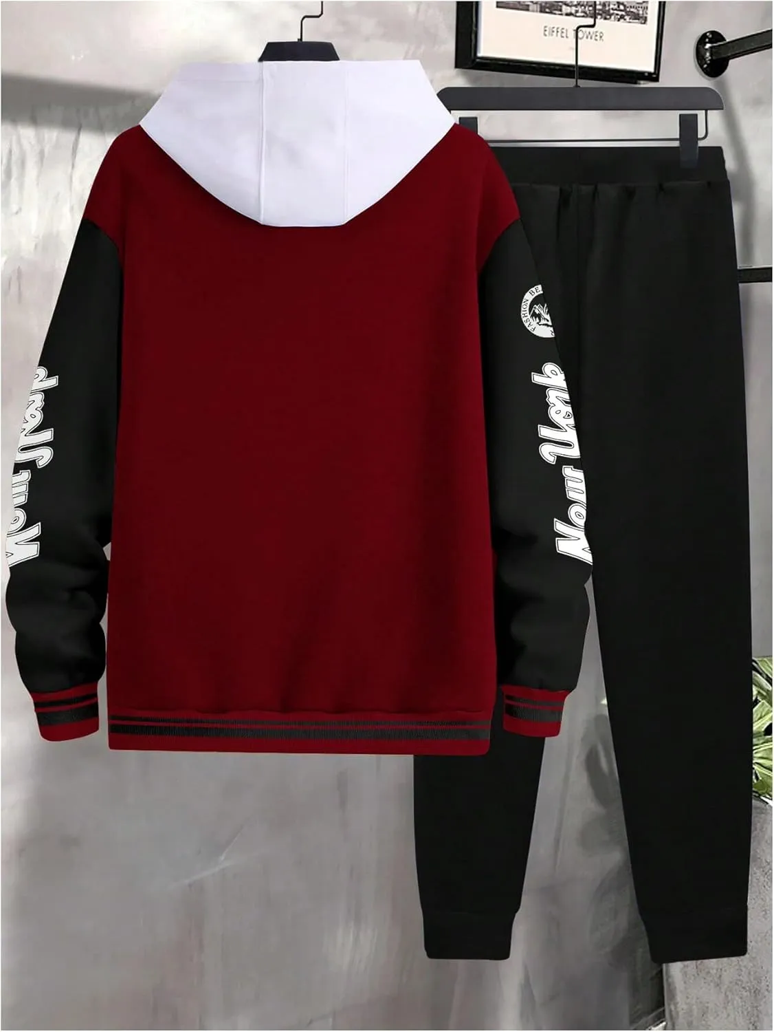 SOLY HUX Men's Tracksuit 2 Piece Outfits Color Block Letter Graphic Long Sleeve Varsity Jacket and Pants Set