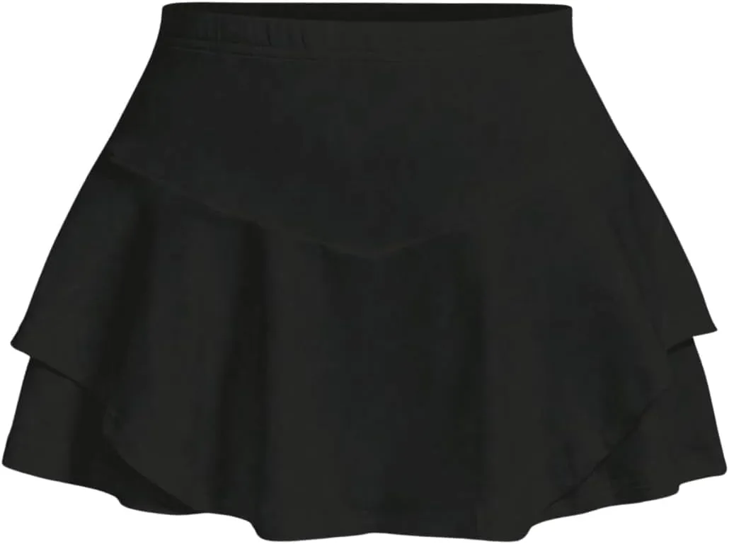 SOLY HUX Women's 3 Piece Skort Leopard Print Elastic Waist Ruffle Hem Skirt Shorts