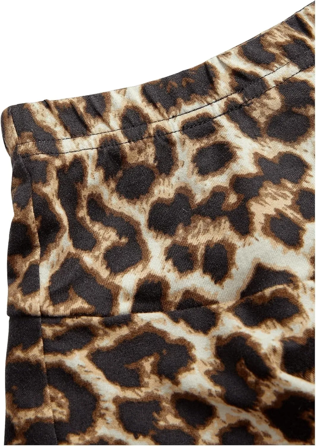SOLY HUX Women's 3 Piece Skort Leopard Print Elastic Waist Ruffle Hem Skirt Shorts