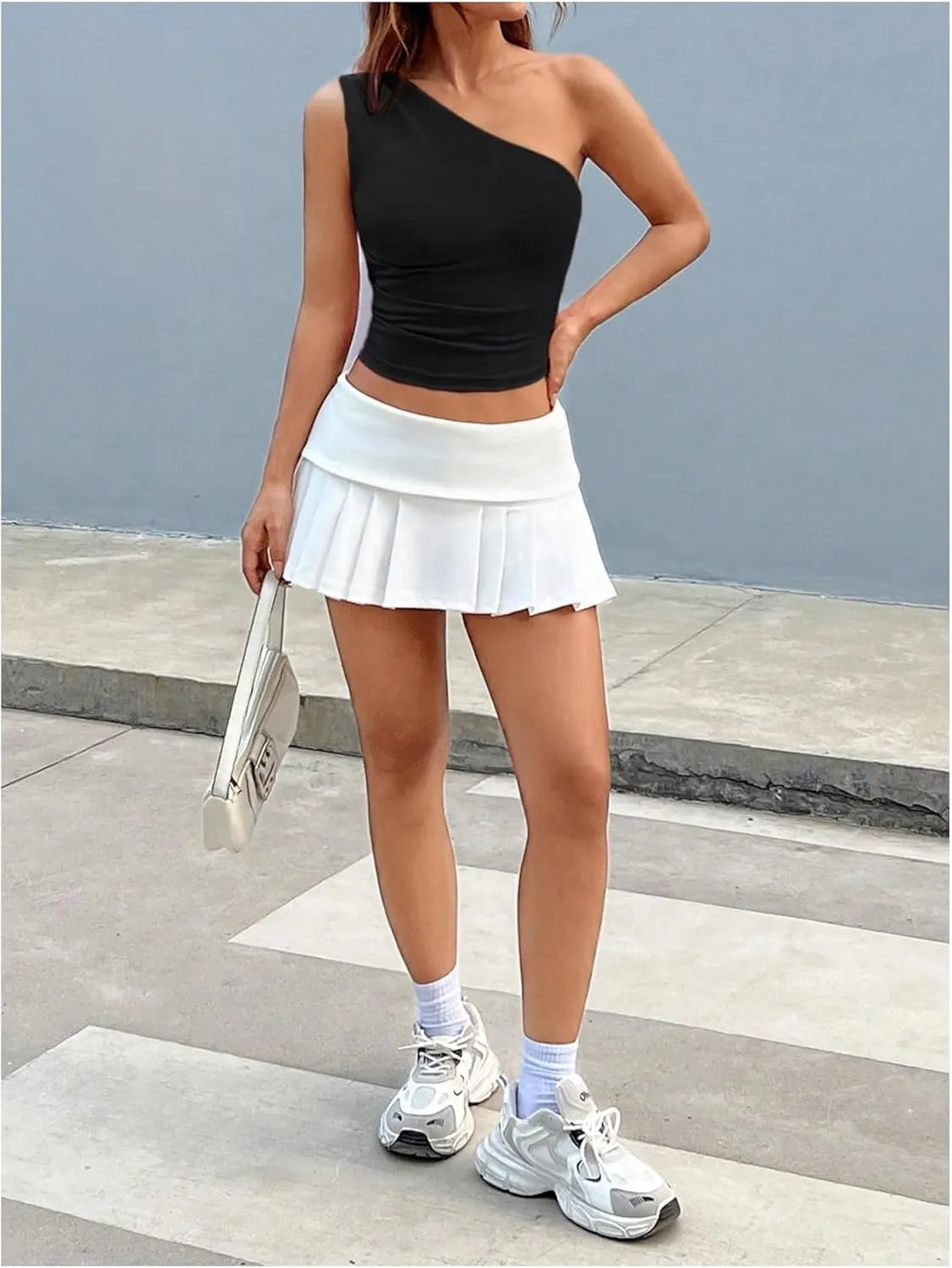SOLY HUX Women's Summer One Shoulder Tank Top Sleeveless T Shirt Slim Fit Going Out Crop Tops