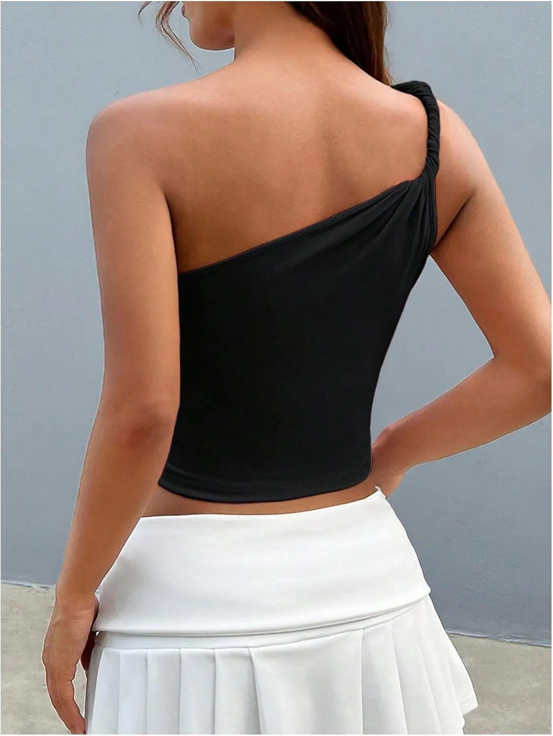SOLY HUX Women's Summer One Shoulder Tank Top Sleeveless T Shirt Slim Fit Going Out Crop Tops