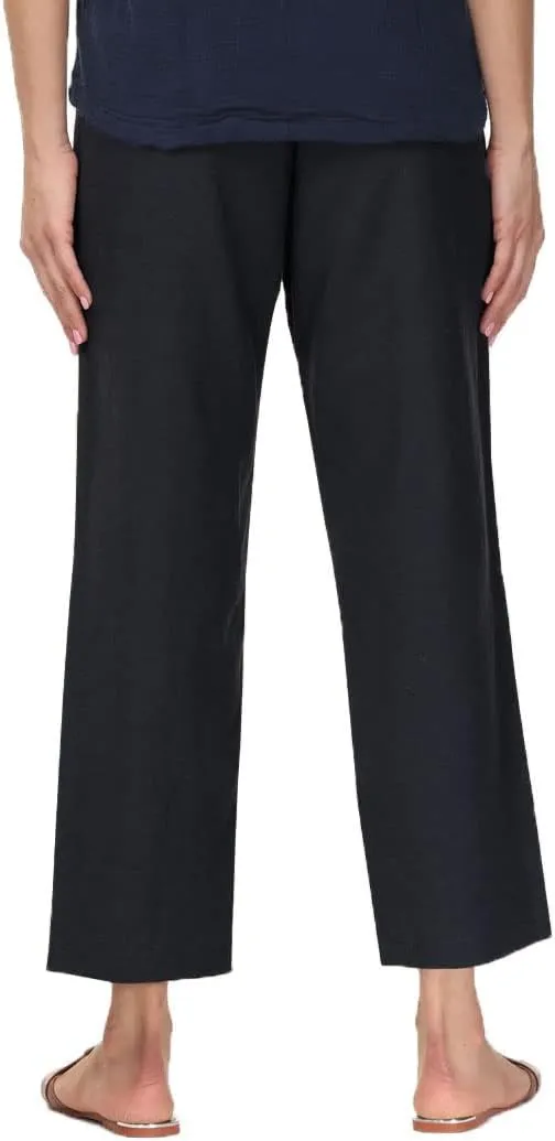 Soojun Women's Linen Blend Drawstring Wide Leg Cropped Pant