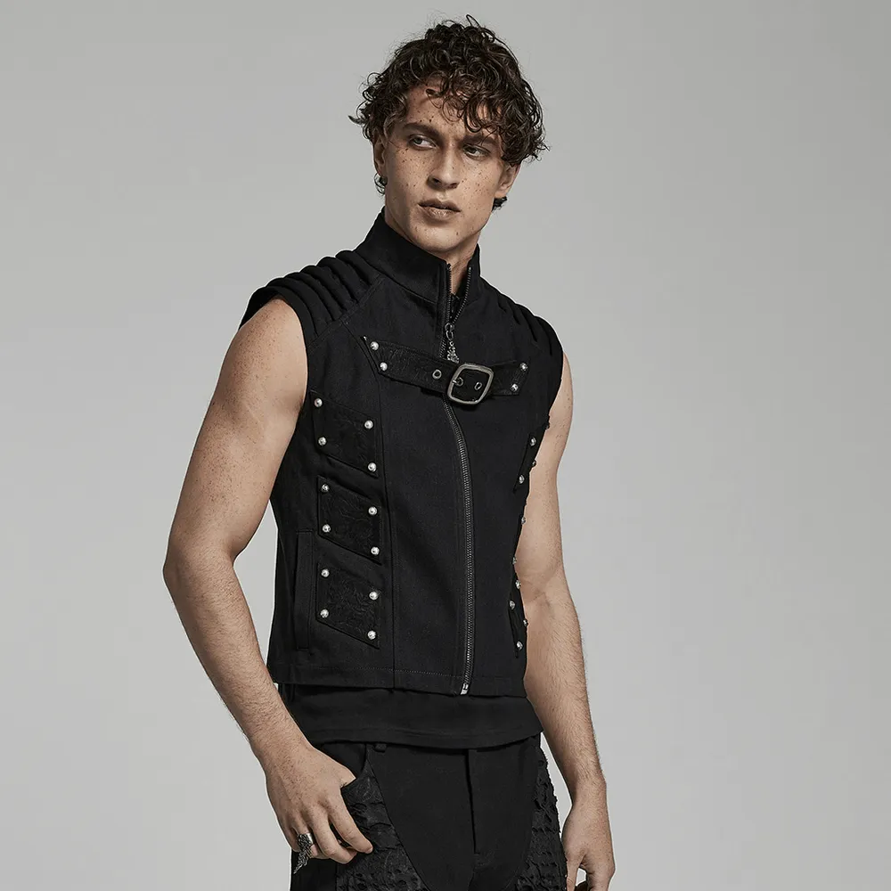 Studded Black Punk Vest - Urban Gothic Gear