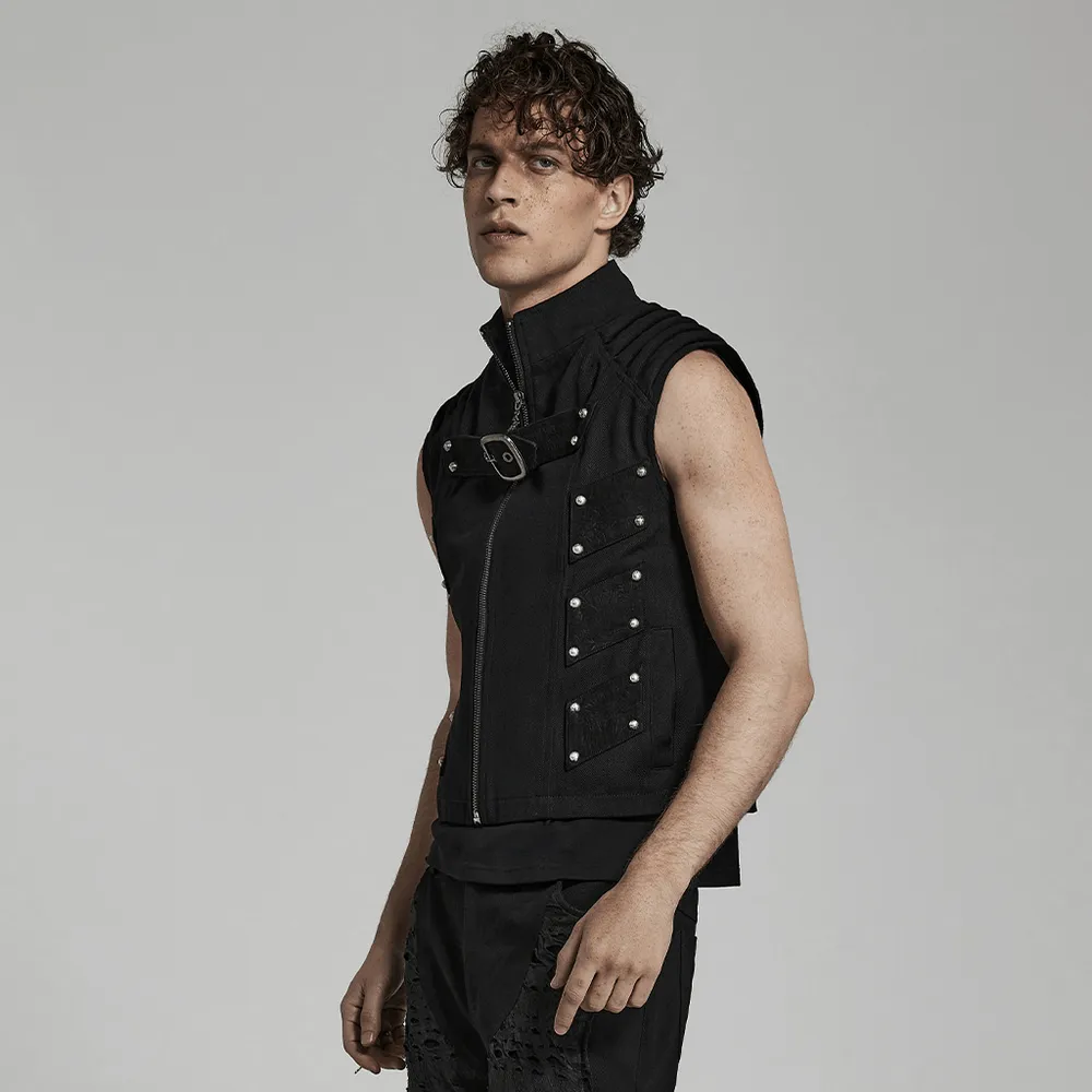 Studded Black Punk Vest - Urban Gothic Gear