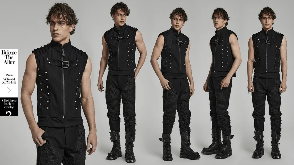 Studded Black Punk Vest - Urban Gothic Gear